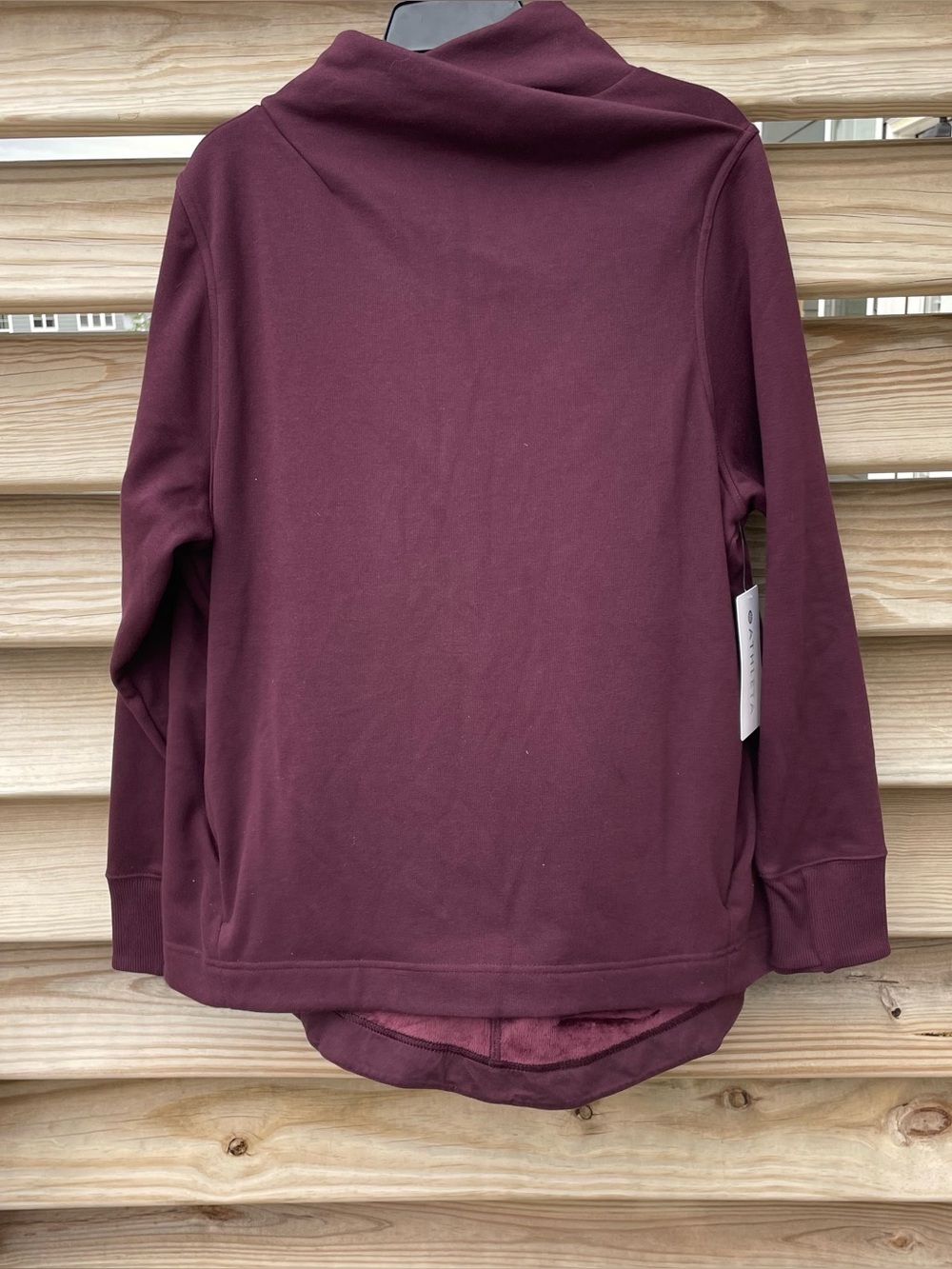 Athleta maroon purple Cozy Karma Twist Neck Sweatshirt NWT Women XL